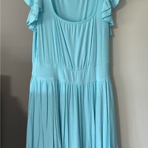 Torrid Light Blue Pleated Dress with Ruffle Sleeves